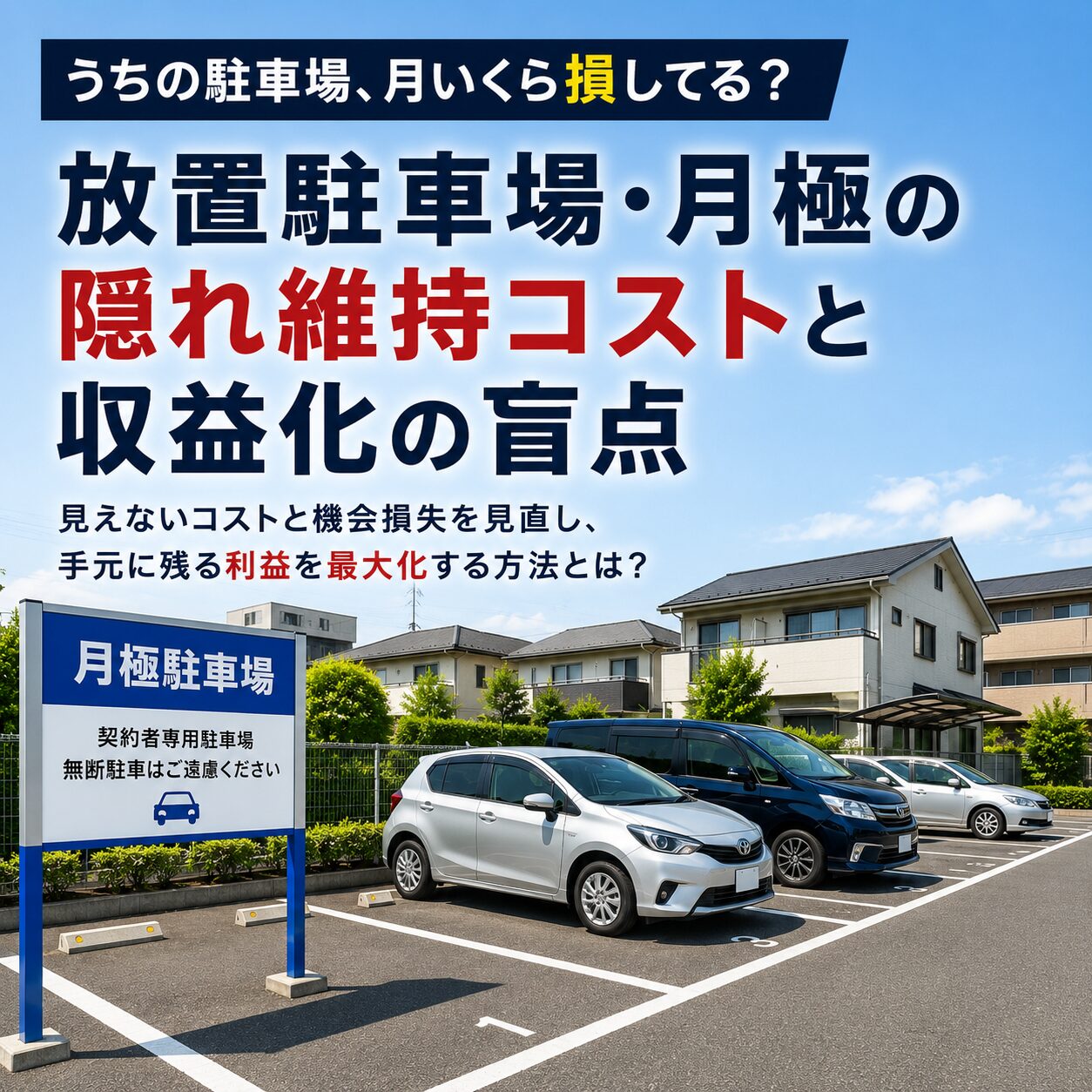 「うちの駐車場、月いくら損してる？」放置駐車場・月極の隠れ維持コストと収益化の盲点