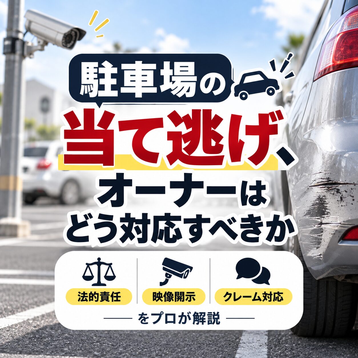 駐車場の当て逃げ、オーナーはどう対応すべきか|法的責任・映像開示・クレーム対応をプロが解説 駐車場の当て逃げ、オーナーはどう対応すべきか|法的責任・映像開示・クレーム対応をプロが解説