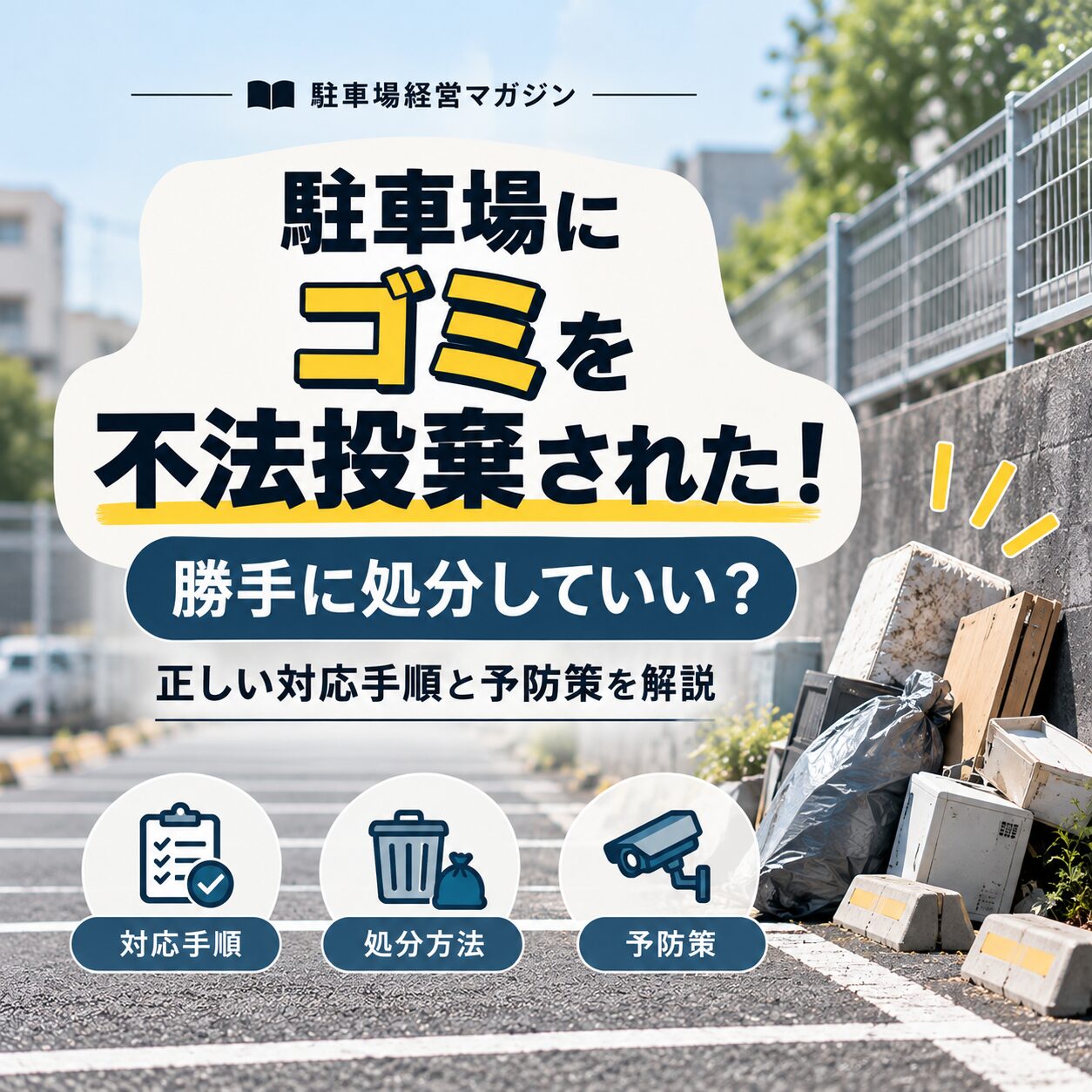 駐車場にゴミを不法投棄されたら？勝手に処分していい？正しい対応手順と予防策を解説