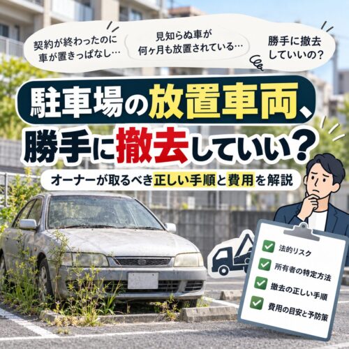 駐車場の放置車両、勝手に撤去していい？オーナーが取るべき正しい手順と費用を解説